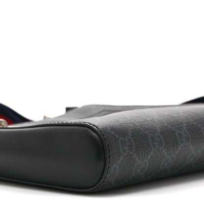 GG Supreme Monogram Web Small Flat Messenger Bag Black Grey