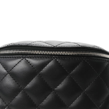 Lambskin Quilted Waist Belt Bag Black