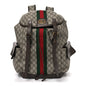 GG Supreme Monogram Medium Ophidia Double Buckle Backpack Brown