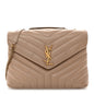 Calfskin Y Quilted Monogram Medium Loulou Chain Satchel Dark Beige