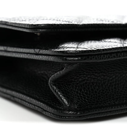 Caviar Quilted Wallet on Chain WOC Black