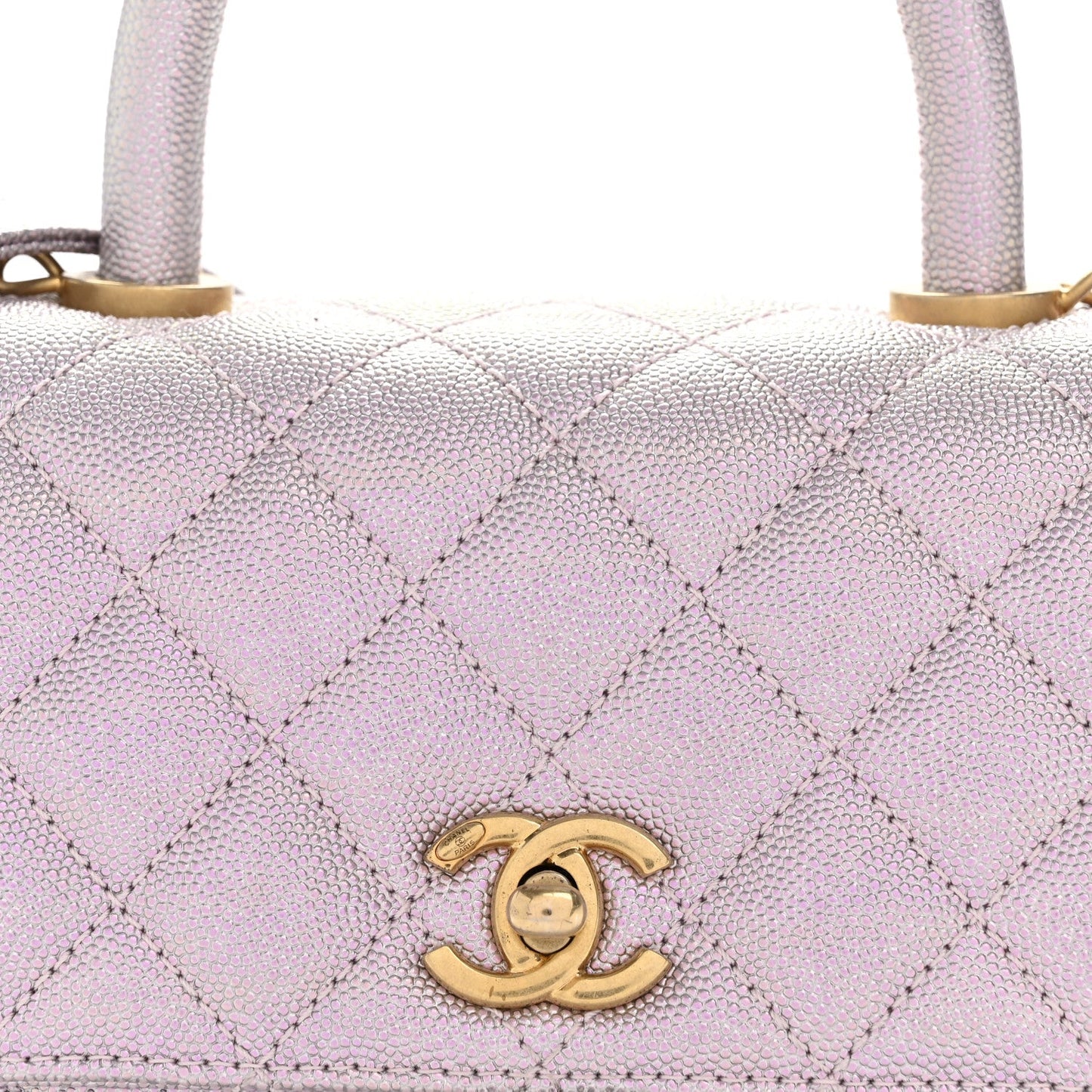 Metallic Caviar Quilted Mini Coco Handle Flap Light Pink