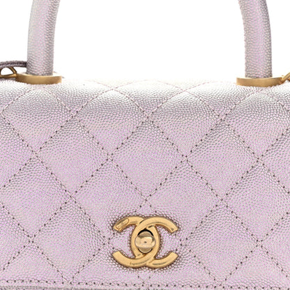 Metallic Caviar Quilted Mini Coco Handle Flap Light Pink