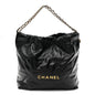 Shiny Calfskin Quilted Chanel 22 Black