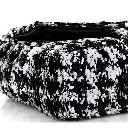 Sequin Houndstooth Small Flap Black White