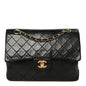 Lambskin Quilted Medium Double Flap Black