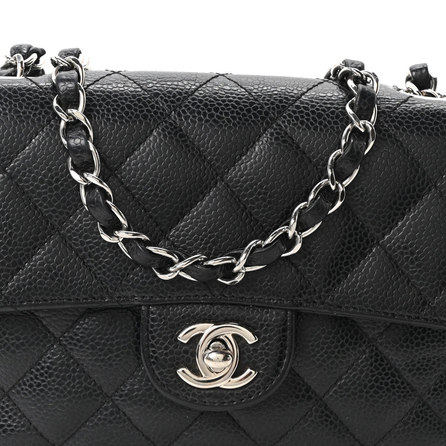 Caviar Quilted Mini Square Flap Black
