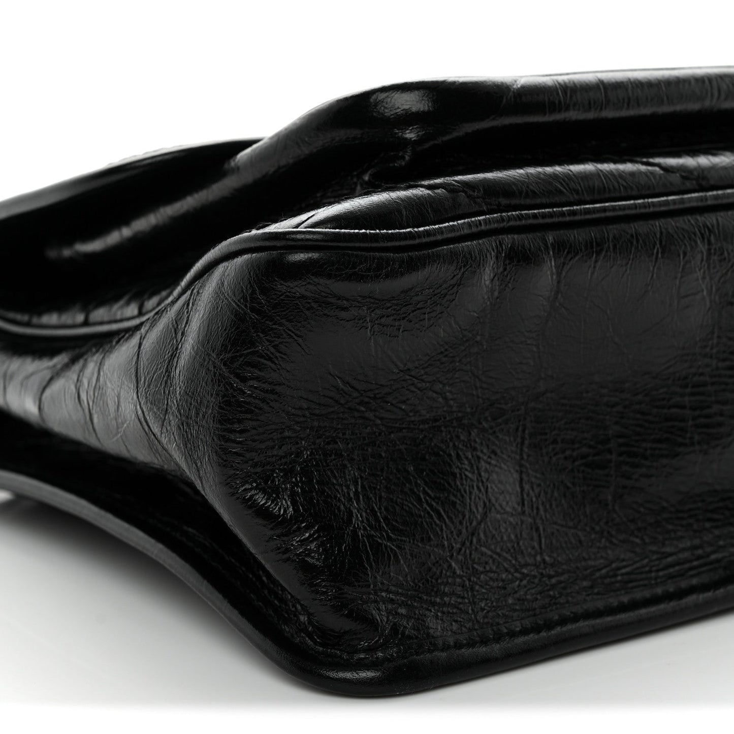 Crinkled Calfskin Matelasse Monogram Medium Niki Chain Satchel Black