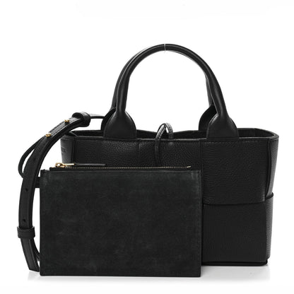 Grained Calfskin Intrecciato Mini Arco Tote Black