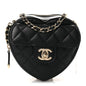 Lambskin Quilted CC In Love Heart Clutch With Chain Black