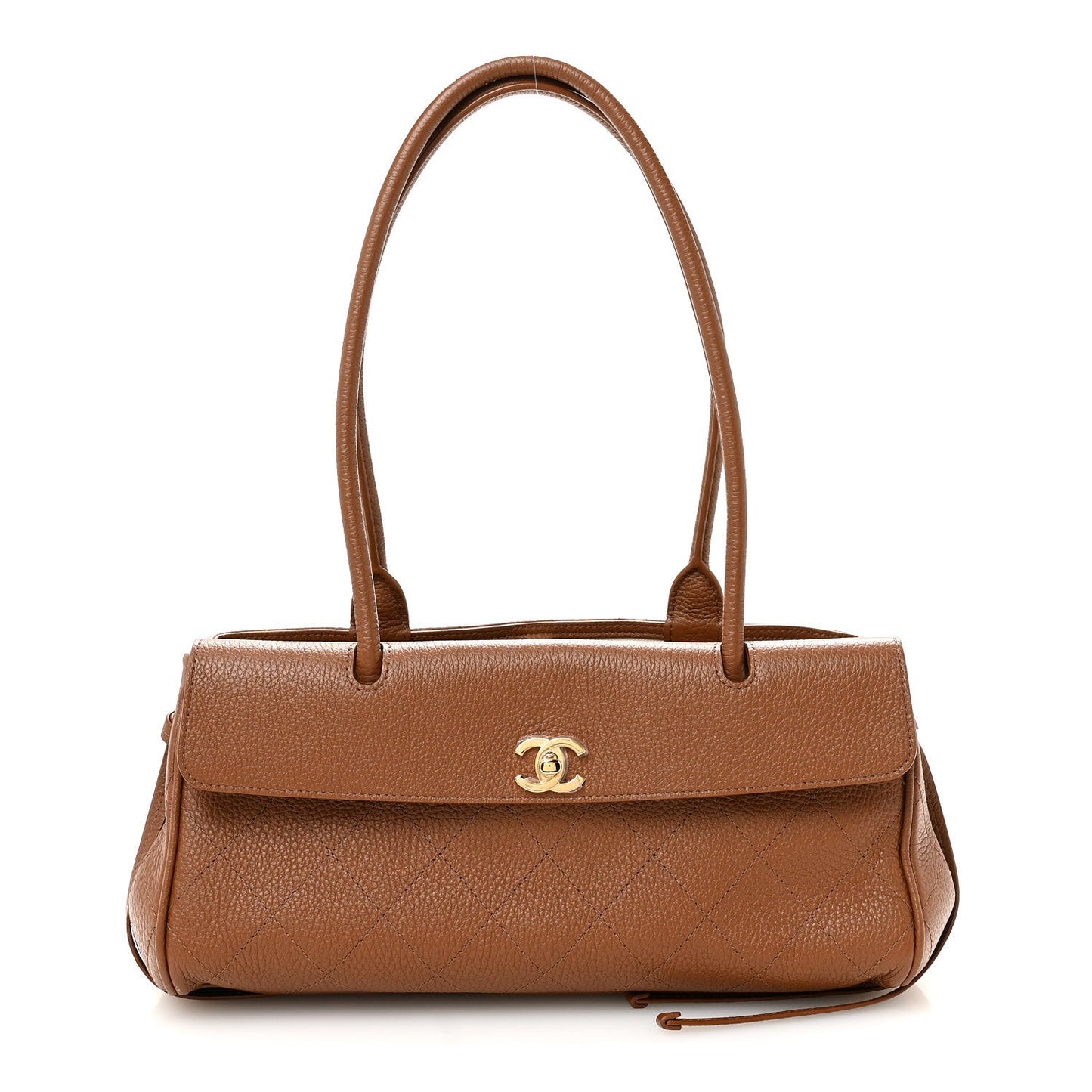 Grained Calfskin Stitched Urban Essentials Small Shopping Bag Camel