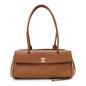 Grained Calfskin Stitched Urban Essentials Small Shopping Bag Camel