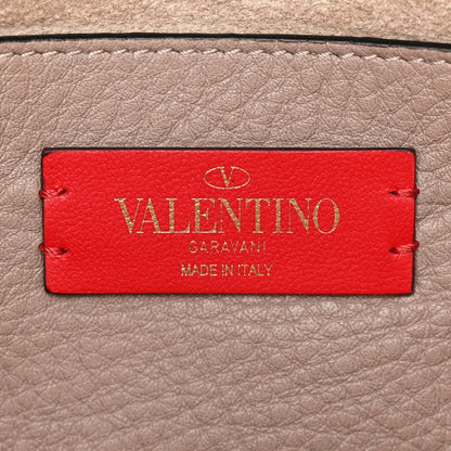 Grainy Calfskin Rockstud Double Flap Crossbody Bag Poudre