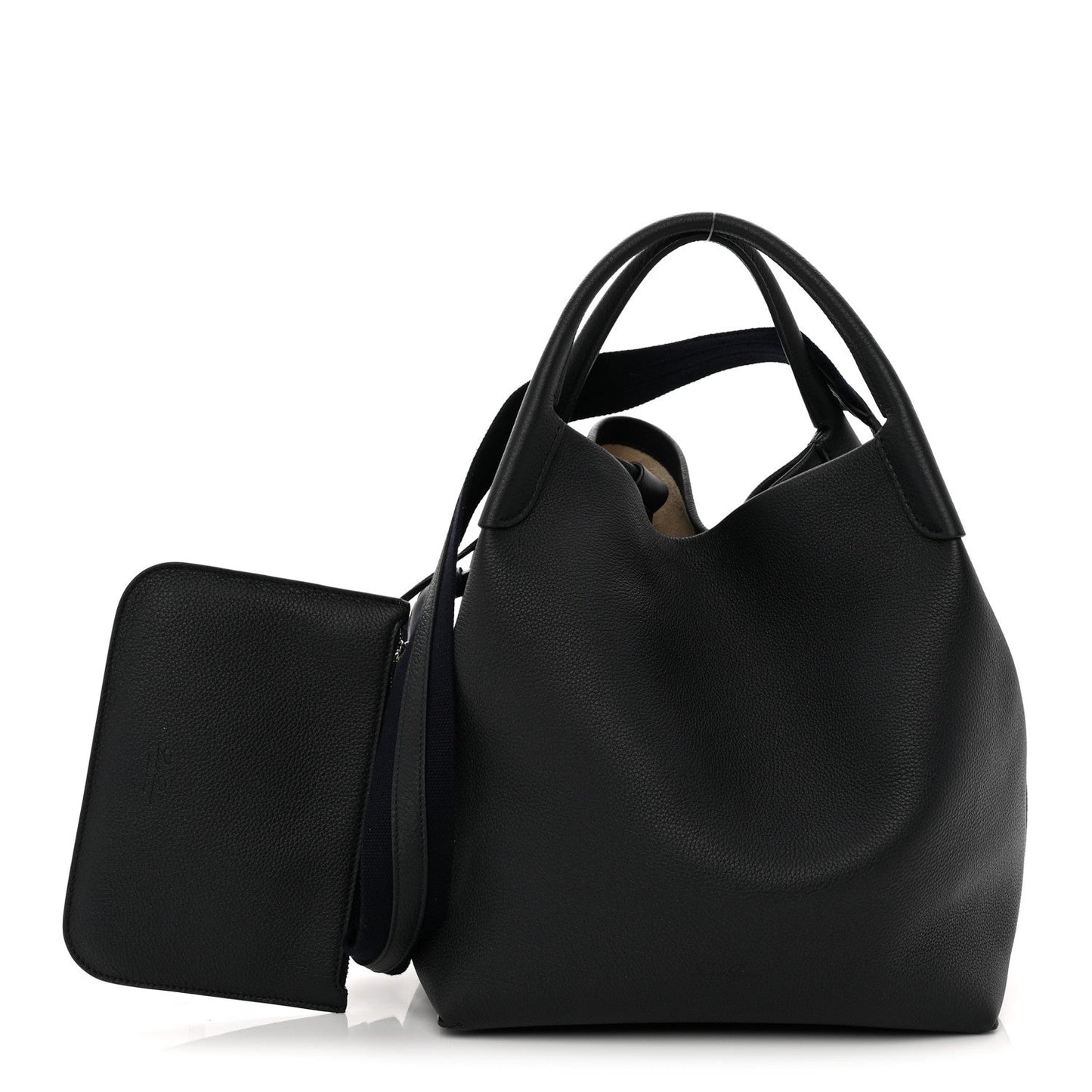 Grained Calfskin Large Bale Bag Navy Blue