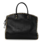 Vitello Rockstud Dome Shopper Black