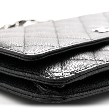 Caviar Quilted Wallet on Chain WOC Black