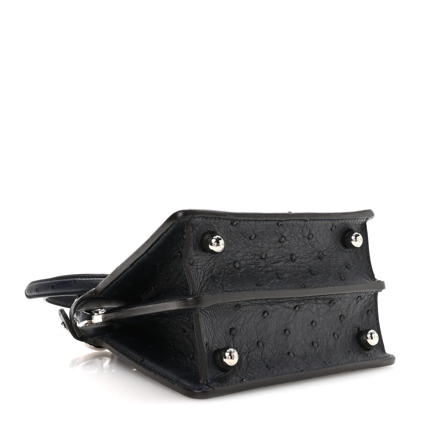 Ostrich Shiny Nappa Petite Peekaboo I SEE U Satchel Dark Blue