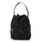 Saffiano Tessuto Nylon Mini Bucket Crossbody Bag Black