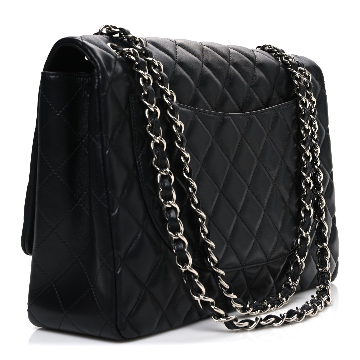 Lambskin Quilted Maxi Single Flap Black