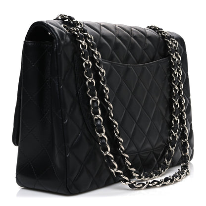 Lambskin Quilted Maxi Single Flap Black
