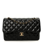 Lambskin Quilted Jumbo Double Flap Black