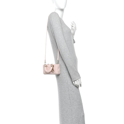 Lambskin Cannage Micro Lady D-Joy Powder Pink