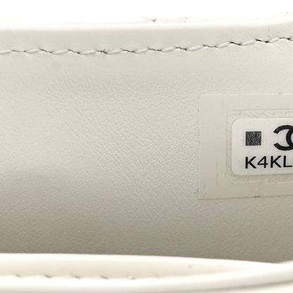Shiny Aged Calfskin Quilted Mini Nano Kelly Shopper White