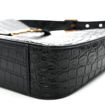 Calfskin Crocodile Embossed Le 5 A 7 Hobo Black
