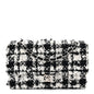 Tweed Sequin Quilted Medium Double Flap Black White