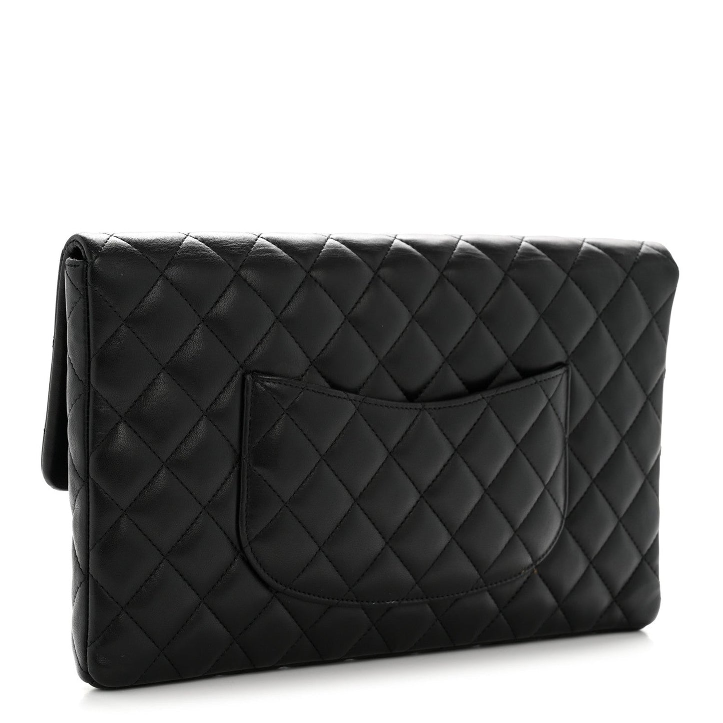 Lambskin Quilted Flap Clutch Black