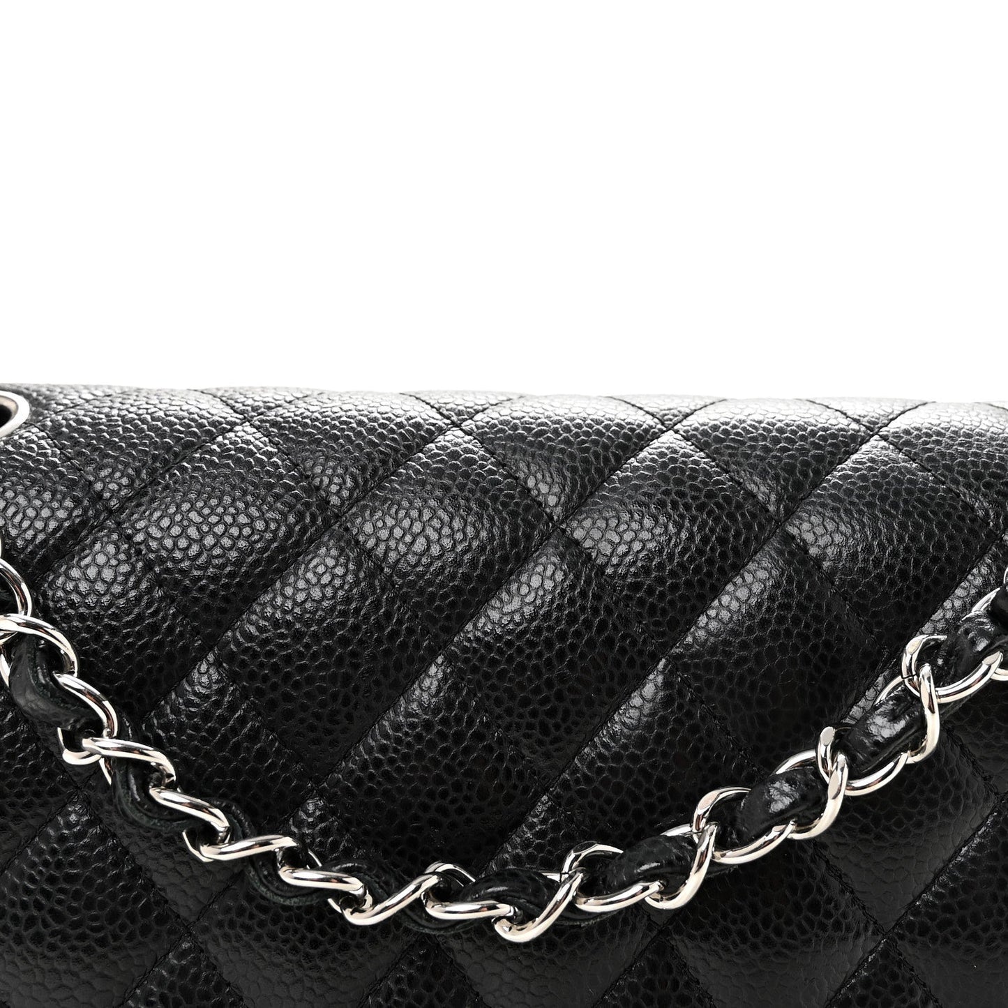 Caviar Quilted Medium Double Flap Black