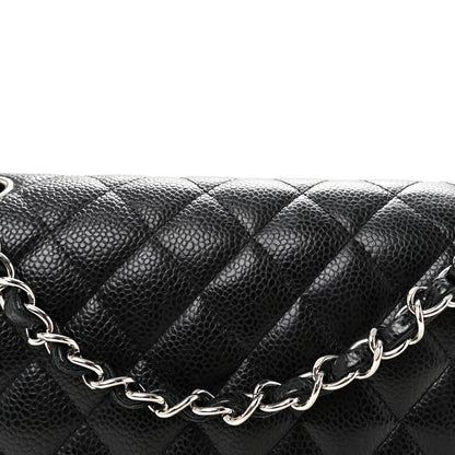 Caviar Quilted Medium Double Flap Black