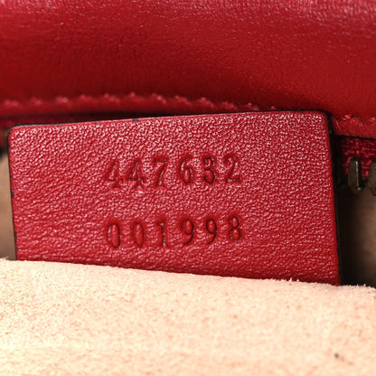 Calfskin Matelasse Small GG Marmont Chain Shoulder Bag Hibiscus Red