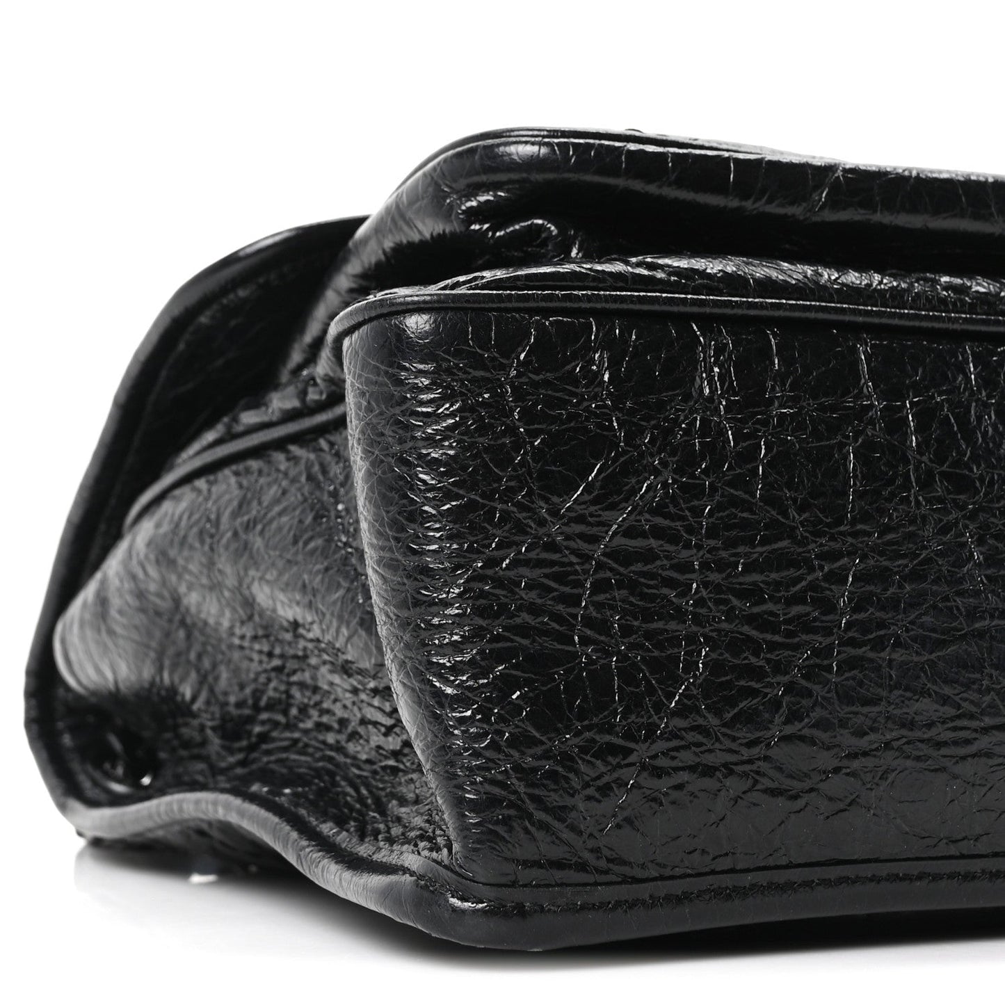Crinkled Calfskin Matelasse Monogram Medium Niki Chain Satchel Black