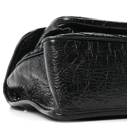 Crinkled Calfskin Matelasse Monogram Medium Niki Chain Satchel Black