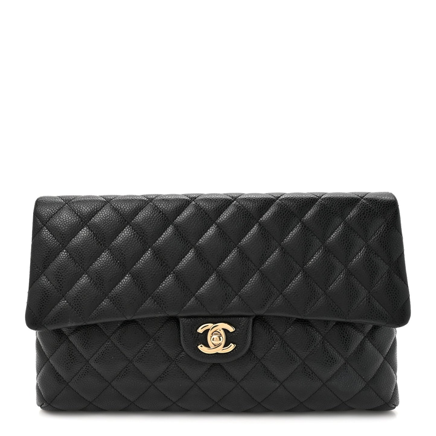 Caviar Quilted Flap Clutch Black
