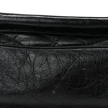 Crinkled Calfskin Matelasse Monogram Medium Niki Chain Satchel Black
