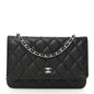 Caviar Quilted Wallet on Chain WOC Black