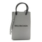 Squared Calfskin Logo Shopping Phone Holder Bag Balenciaga Grey