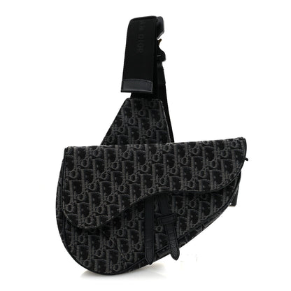 Oblique Mens Saddle Bag Black Blue