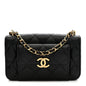 Caviar Quilted Pocket Twins Clutch With Chain Black