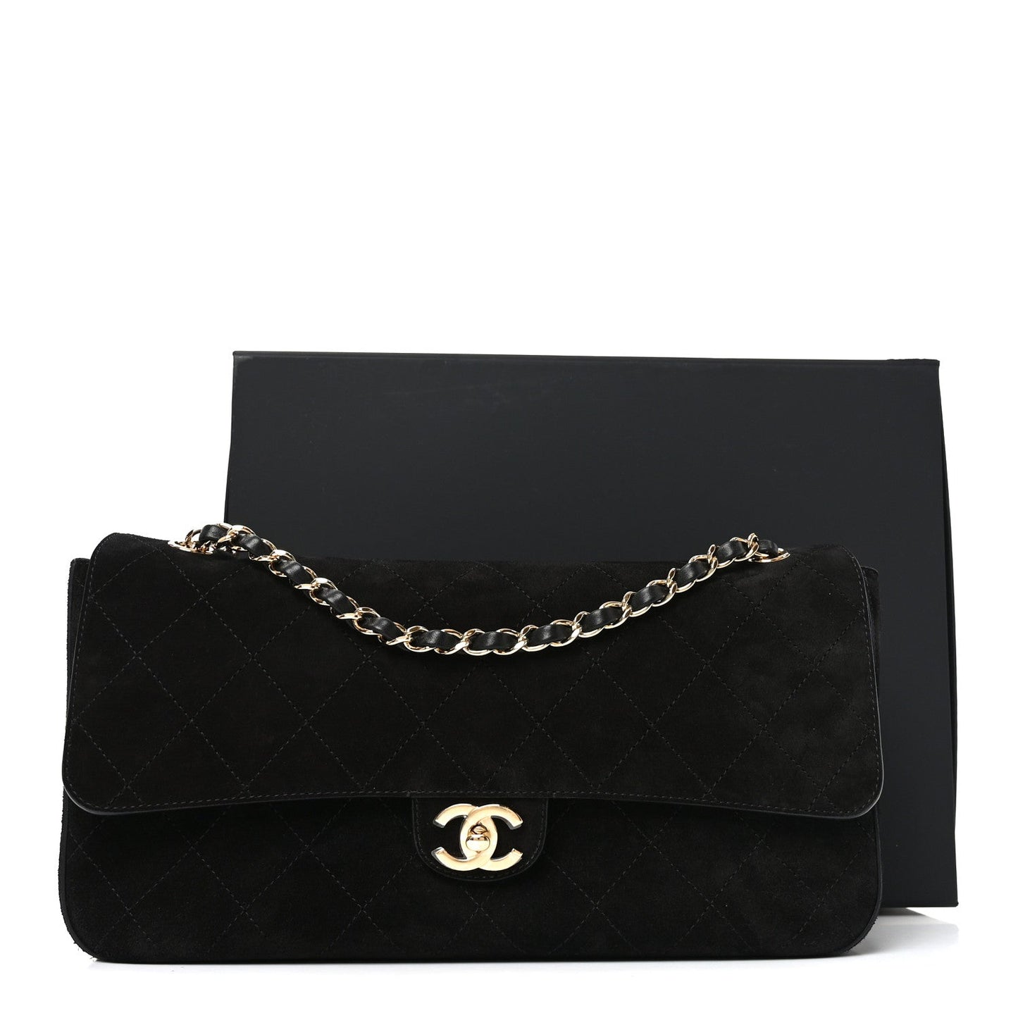 Suede Calfskin Small Souplissimo Maxi Flap Black