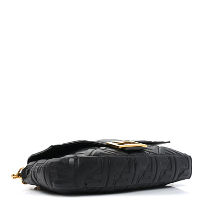Nappa FF 1974 Embossed Large Baguette Black