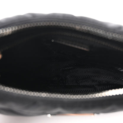 Re-Nylon Triangle Padded Patchwork Shoulder Bag Black