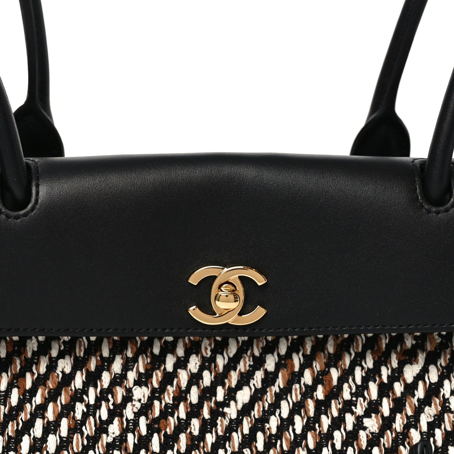 Tweed Calfskin Urban Essentials Small Shopping Bag Black Multicolor