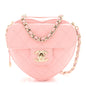 Lambskin Quilted CC In Love Heart Clutch With Chain Light Pink
