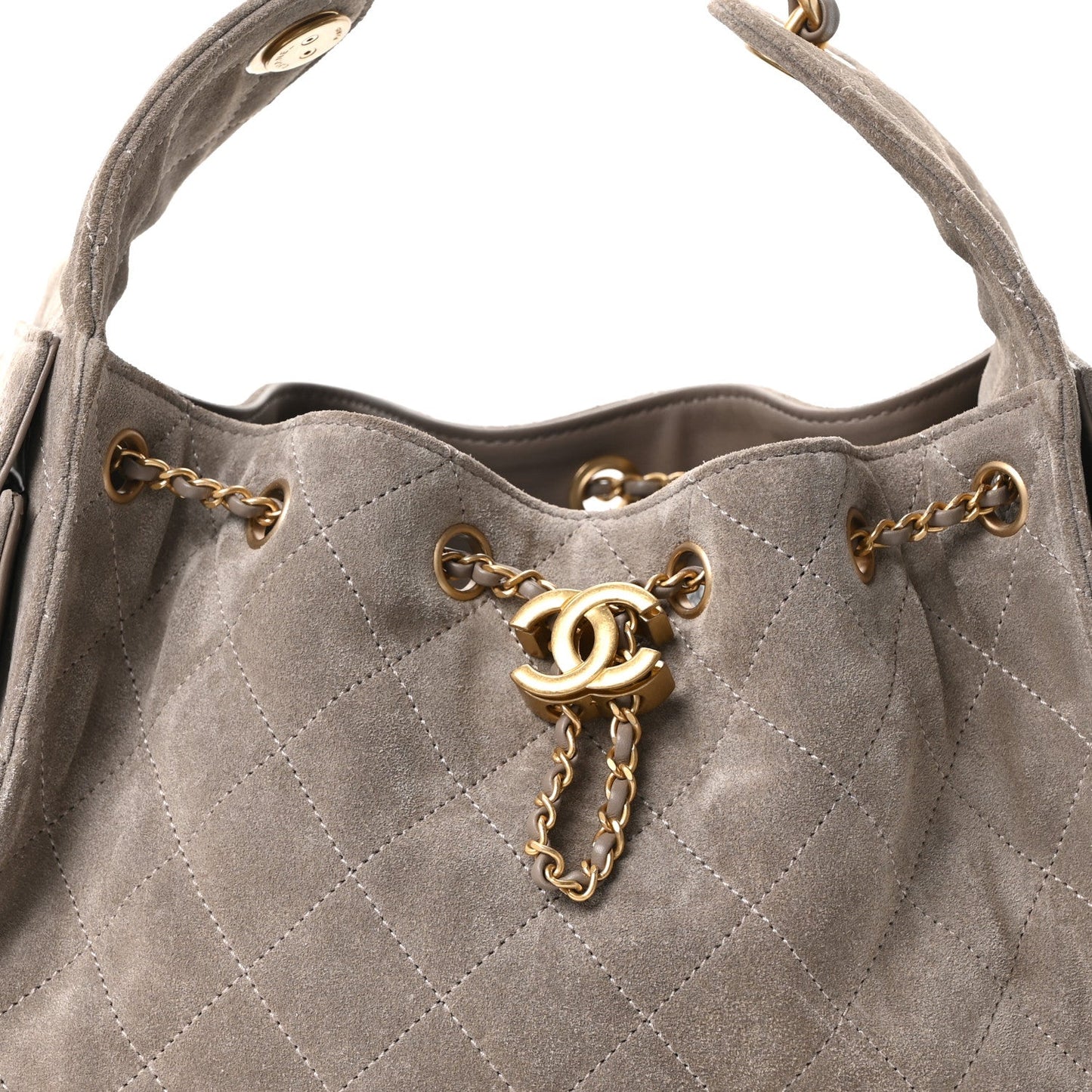 Suede Quilted Small Chanel 25 Handbag Dark Grey