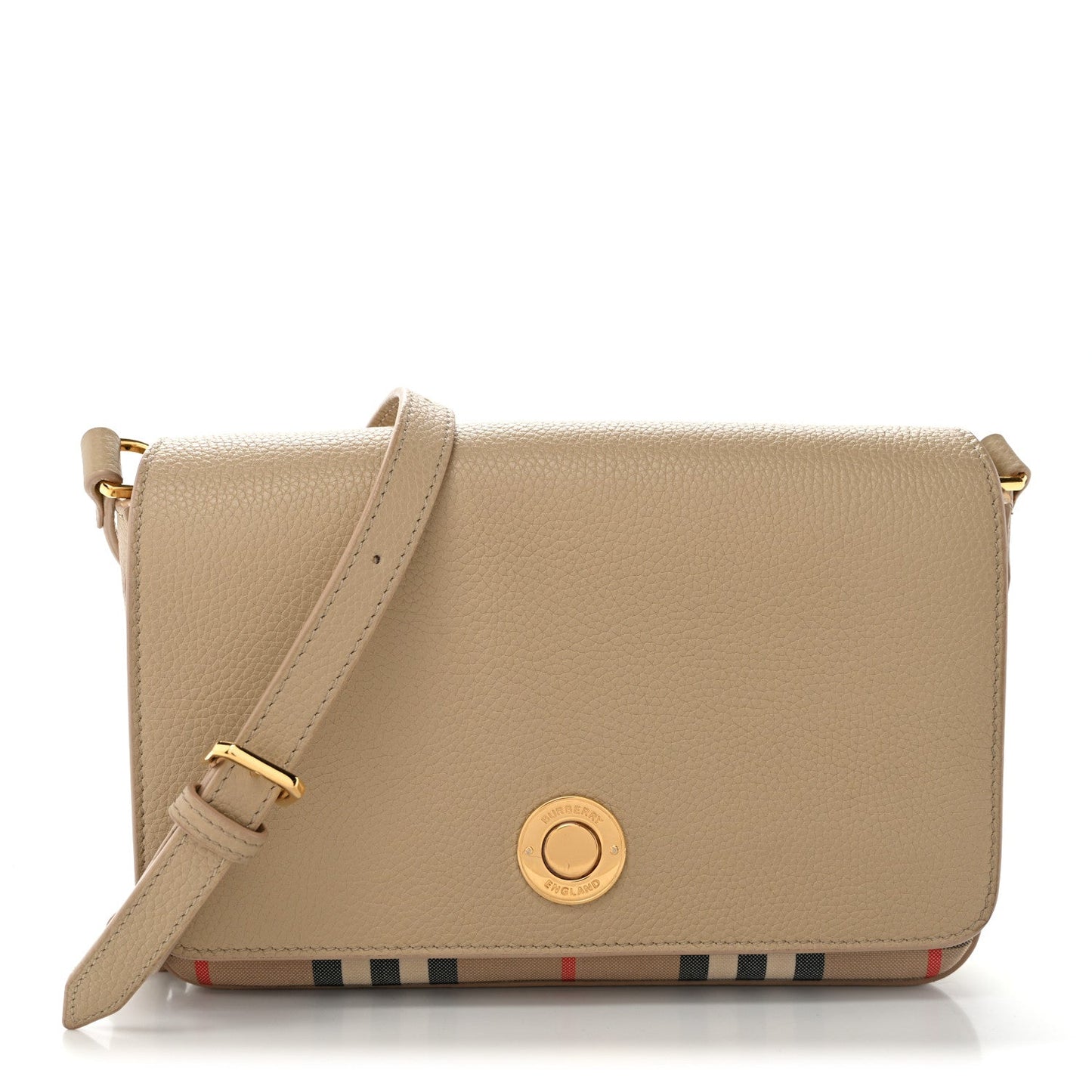 Grainy Calfskin Vintage Check Hampshire Crossbody Beige