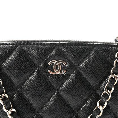 Caviar Quilted Purse With Chain Black