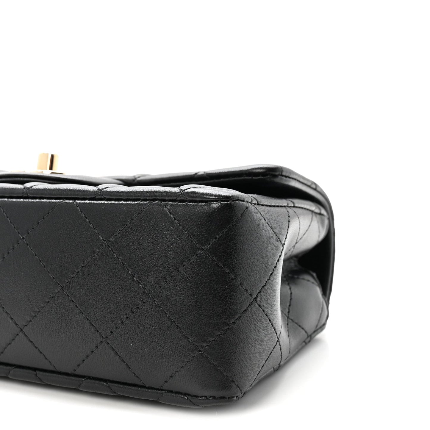 Lambskin Quilted Mini Rectangular Flap  Black